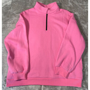 Bubblegum Pink Mock Neck Oversized Sweatshirt Womens Size L Casual Athleisure